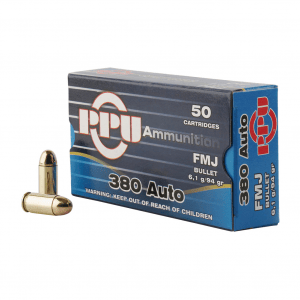PPU 380 ACP 94Gr Full Metal Jacket 50 Box/ 20 Case Handgun Ammo (PPH380AF)