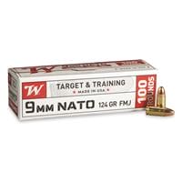 Winchester White Box, NATO 9mm Luger, FMJ, 124 Grain, 100 Rounds