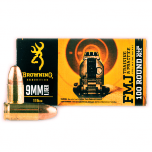 BROWNING 9mm Luger 115Gr FMJ Handgun Ammo, 100 Round Box (B191800094)