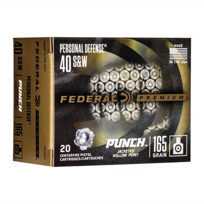 Federal Personal Defense Punch 40 S&W Ammo - 40 S&W 165gr Jacketed Hollow Point 200/Case