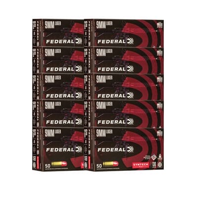 Federal Syntech Pcc 9mm Luger Ammo - 9mm Luger 130gr Total Synthetic Jacket 500/Case