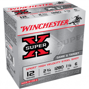 WINCHESTER AMMO Xpert Hi-Velocity Steel 12 GA 2.75in 1-1/8oz Shotshell Ammo 25 Round Box (WE12GTH6)