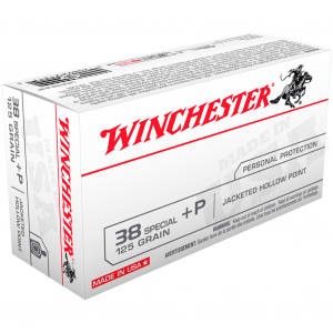 WINCHESTER USA 38 Special 125Gr Jacketed Hollow Point +P 50rd Box Bullets (USA38JHP)