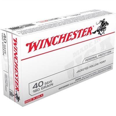 Winchester Usa White Box 40 S&W Handgun Ammo - 40 S&W 180gr Jacketed Hollow Point 50/Box