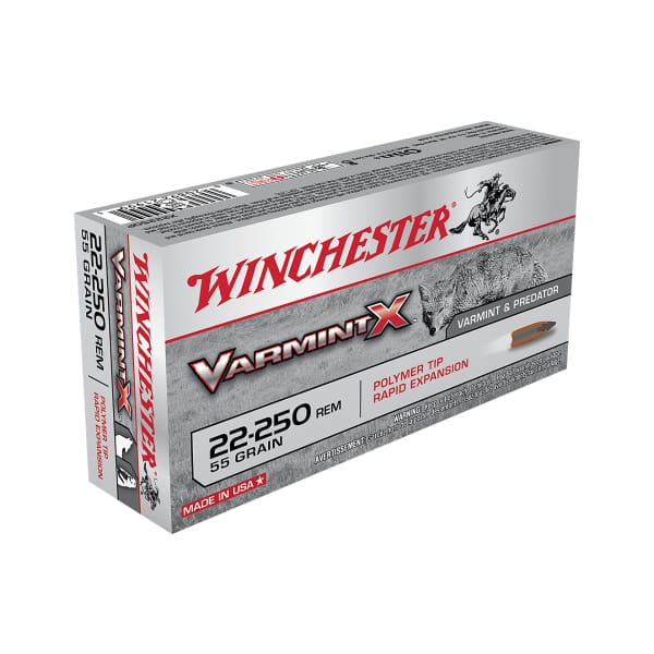 Winchester VarmintX Centerfire .22-250 Remington 55 Grain Rifle Ammo - 20 Rounds