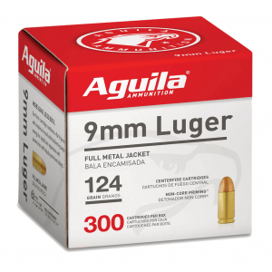 AGUILA 9mm Luger 124Gr FMJ 300rd Box Handgun Ammo (1E092108)