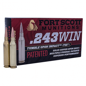 FORT SCOTT MUNITIONS .243 Win TUI 58Gr SCS 20rd Box Ammo (243-058-SCV)