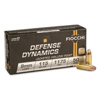 Fiocchi Defense Dynamics, 9mm, JHP, 115 Grain, 50 Rounds