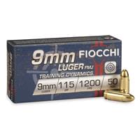 Fiocchi Pistol Shooting Dynamics, 9mm, FMJ, 115 Grain, 50 Rounds