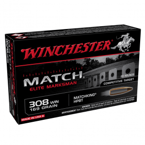 WINCHESTER AMMO Match Elite Marksman .308 Win 169gr MatchKing HPBT 20rd Box Rifle Ammo (S308M2)