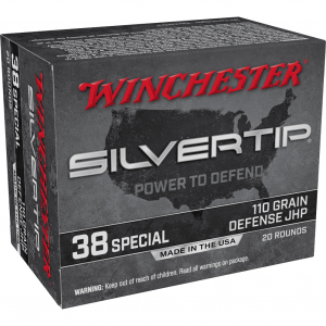 Winchester Ammo W38ST Silvertip 38 Special 110 gr Silvertip Jacket Hollow Point 20 Bx/10 Cs