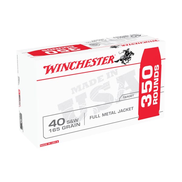Winchester USA .40 S&W 165 Grain FMJ Centerfire Handgun Ammo Bulk Pack