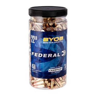 Federal Bring Your Own Bottle 22lr Ammo - 22 Long Rifle 36gr Copper Plated Hp 450/Box