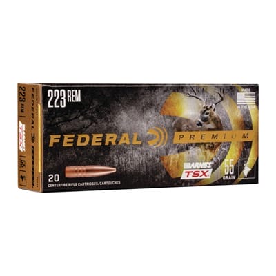 Federal Premium 223 Remington Ammo - 223 Remington 55gr Barnes Tsx 20/Box