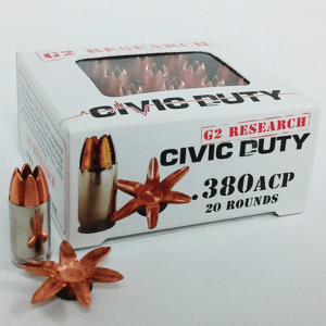 G2 Research Civic Duty Handgun Ammo .380 ACP 64 gr Solid 1130 fps 20/ct