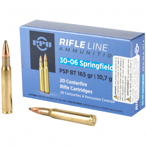 PPU Standard Rifle 30-06 Springfield 165gr 20bx/10cs Pointed Soft Point Ammo (PP30062)