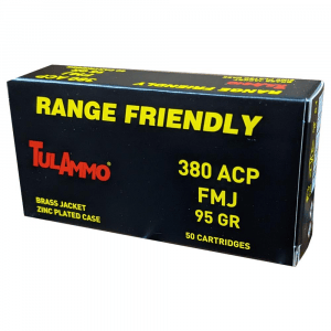 Tula Ammo Zinc Coated Steel Case Handgun Ammunition .380 ACP 95gr Brass Jacketed FMJ 50/ct