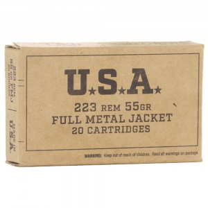 Winchester Lake City USA Rifle Ammunition .223 Rem. 55gr FMJ 3240 fps 20/ct (Brown Box)