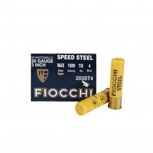 FIOCCHI Speed Steel 20 Gauge 3in #4 Ammo, 25 Round Box (203ST4)