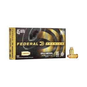 Federal Premium Gold Medal .45 ACP 185 Grain FMJ Semi-Wadcutter Handgun Ammo