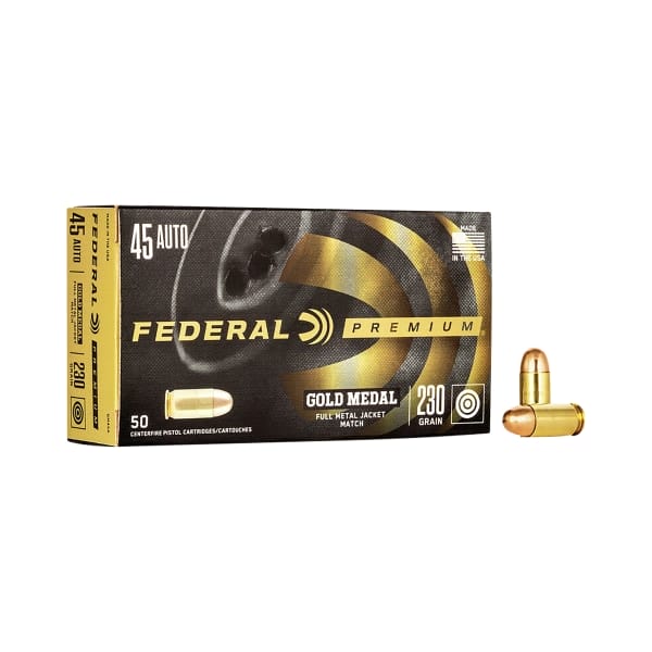Federal Premium Gold Medal .45 ACP 230 Grain FMJ Handgun Ammo