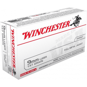 Winchester USA Handgun Ammunition 9mm Luger 147 gr FMJ 50/box