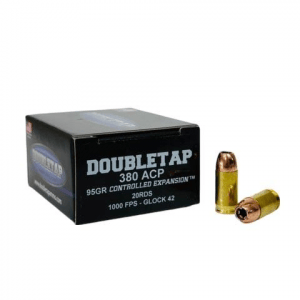 Double Tap Controlled Expansion Handgun Ammunition 380 ACP 95gr JHP 1000 fps 20/ct