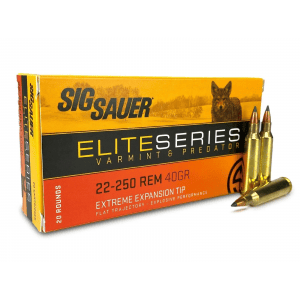 Sig Sauer Elite Varmint & Predator Rifle Ammunition 22-250 Rem 40gr PT 3975 fps 20/ct