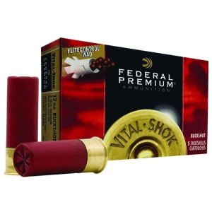 FEDERAL Vital-Shok 12 Gauge 3in 00 Buckshot Ammo, 5 Round Box (PFC15700)