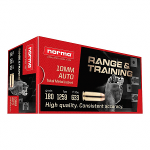 Norma Range & Training Rifle Ammunition 10mm Auto 180gr TMJ 1259 fps 50/ct