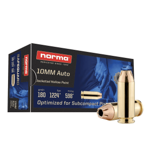 Norma Safeguard Handgun Ammunition 10mm Auto 180gr JHP 1224 fps 50/ct