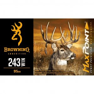 Browning Max Point Rifle Ammunition 243 Win 95gr PT 3100 fps 20/ct