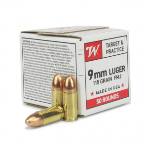 WINCHESTER AMMO USA White Box 9mm 115gr FMJ 50rd/Box Handgun Ammo (W9MM50)