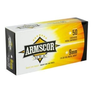 Armscor USA 9mm Luger 115gr FMJ Handgun Ammo - 50 Rounds