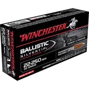 Ballistic Silvertip 22-250 Remington Rifle Ammo - 22-250 Remington 35gr Fragmenting Polymer Tip 20/Box