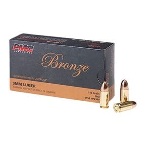 Bronze 9mm Luger Handgun Ammo - 9mm Luger 115gr Full Metal Jacket 50/Box