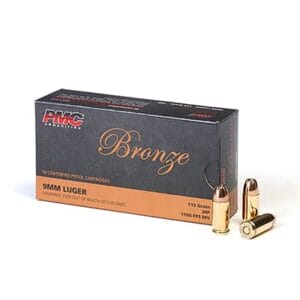 Bronze 9mm Luger Handgun Ammo - 9mm Luger 115gr Jacketed Hollow Point 50/Box