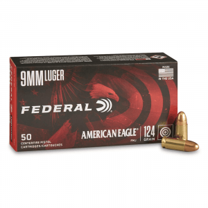 Federal American Eagle 9mm FMJ 124 Grain 50 Rounds