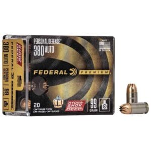 Federal Personal Defense 380 Auto (ACP) 99gr Hydra-Shok Deep Handgun Ammo - 20 Rounds