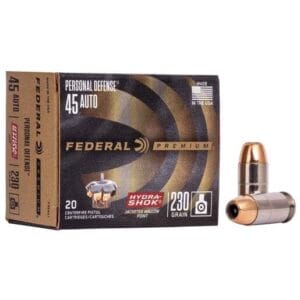 Federal Premium Personal Defense 45 Auto (ACP) 230gr Hydra-Shok JHP Handgun Ammo - 20 Rounds