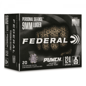 Federal Premium Personal Defense Punch 9mm JHP 124 Grain 20 Rounds