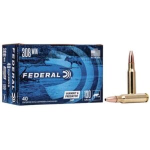 Federal Varmint & Predator 308 Winchester 130gr JHP Rifle Ammo - 40 Rounds