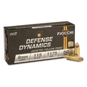 Fiocchi Defense Dynamics 9mm JHP 115 Grain 50 Rounds