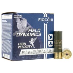 Fiocchi Field Dynamics High Velocity 12 Gauge 3in #4 1-3/4oz Upland Shotshells - 25 Rounds - #4