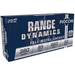 Fiocchi Range Dynamics 380 Auto (ACP) 95gr Full Metal Jacket Centerfire Handgun Ammo - 50 Rounds