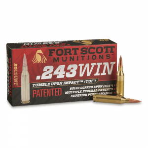 Fort Scott Tumble Upon Impact Ammo .243 Win. SCS 80 Grain 20 Rounds