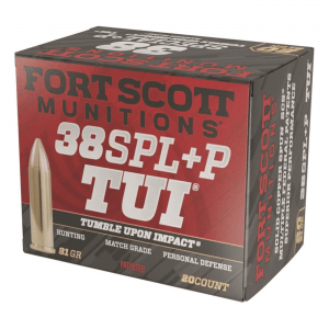 Fort Scott Tumble Upon Impact Ammo .38 Special +P SCS 81 Grain 20 Rounds