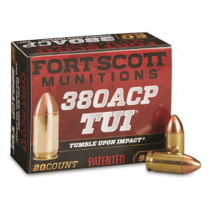 Fort Scott Tumble Upon Impact Ammo .380 ACP SCS 95 Grain 20 Rounds