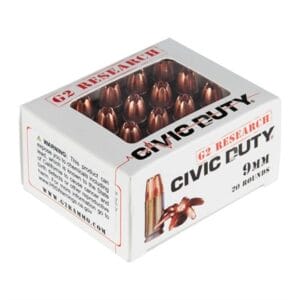 G2r Civic Duty 9mm Luger Ammo - 9mm Luger 94gr Hollow Point 20/Box