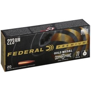 Gold Medal Premium Centerstrike 223 Remington Rifle Ammo - 223 Remington 77gr Centerstrike Open Tip Match 20/Box